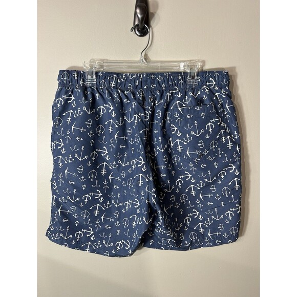 Lands End Men's Blue Anchor Swim Trunks Size Large - Picture 2 of 11